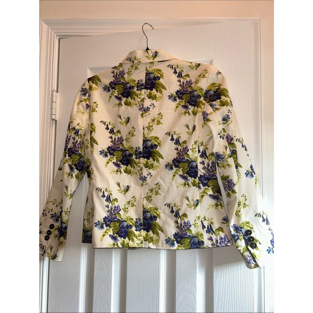 Brooks Brothers NWT Womens Blazer Jacket White with Blue Purple Flowers Size 0 - Picture 4 of 4